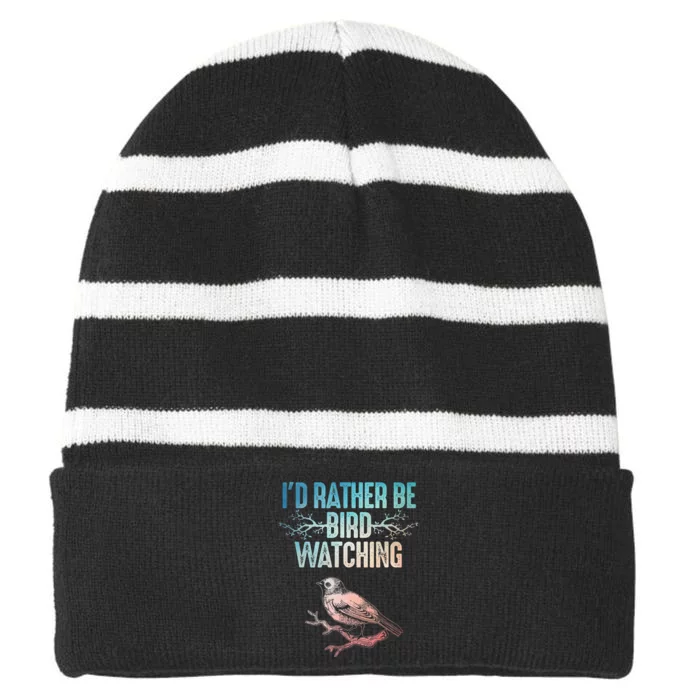 Best Bird Watching For Women Birding Nerd Striped Beanie with Solid Band