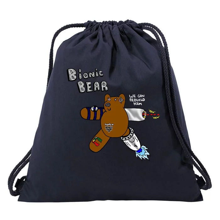 Bionic Bear We Can Rebuilt Him Drawstring Bag