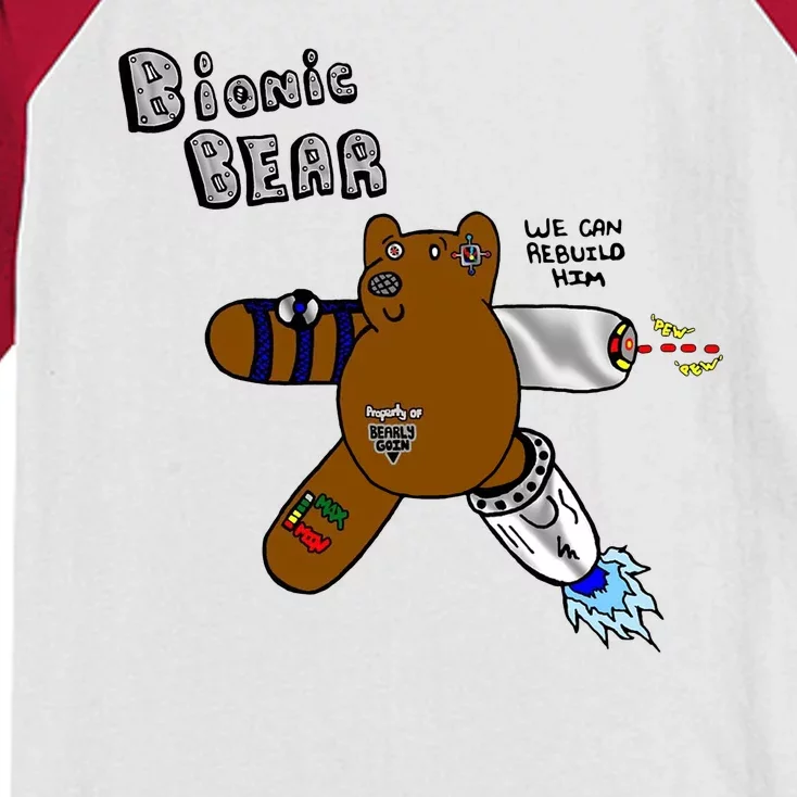 Bionic Bear We Can Rebuilt Him Kids Colorblock Raglan Jersey