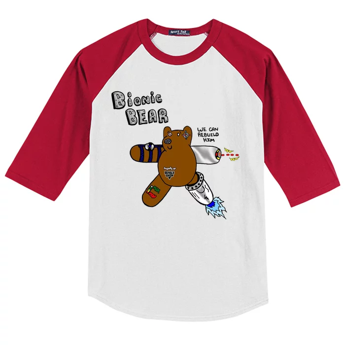 Bionic Bear We Can Rebuilt Him Kids Colorblock Raglan Jersey