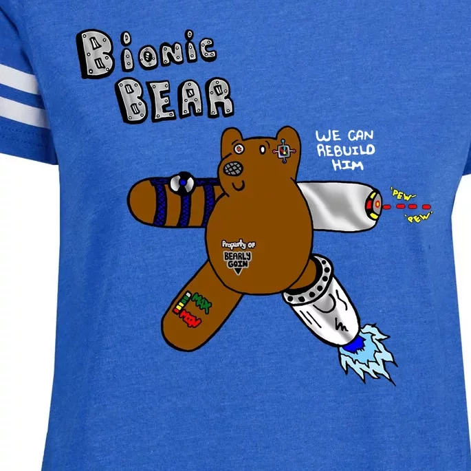 Bionic Bear We Can Rebuilt Him Enza Ladies Jersey Football T-Shirt