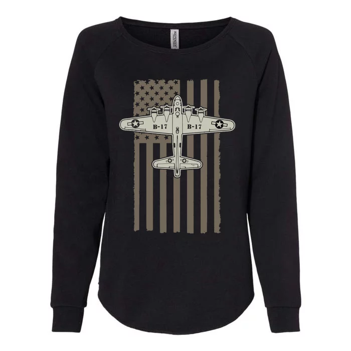 B17 Bomber WW2 Plane Aircraft USA Flag Veteran Pilot Gift Womens California Wash Sweatshirt