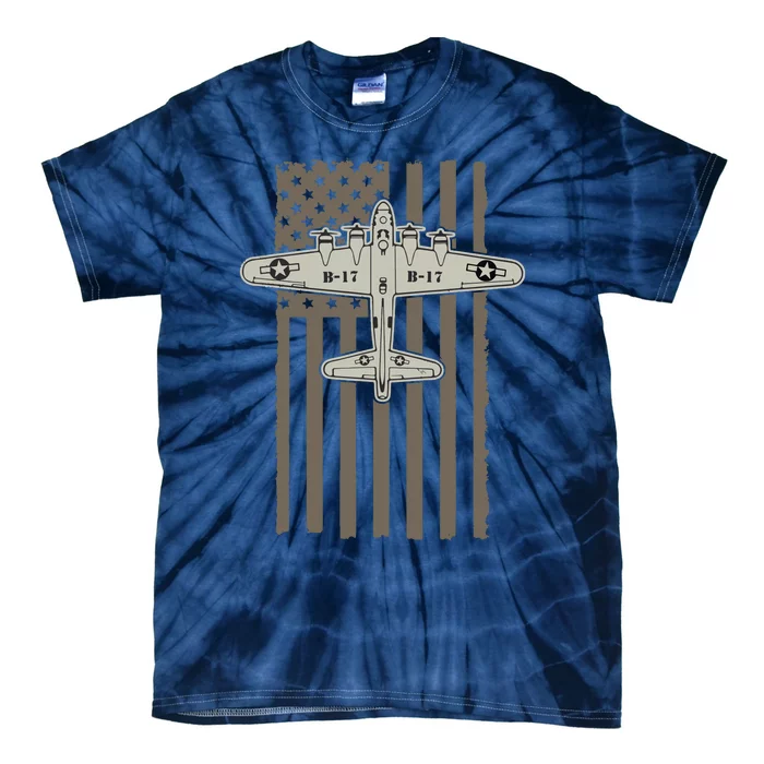 B17 Bomber WW2 Plane Aircraft USA Flag Veteran Pilot Gift Tie-Dye T-Shirt