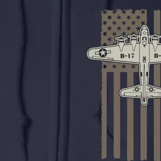 B17 Bomber WW2 Plane Aircraft USA Flag Veteran Pilot Gift Full Zip Hoodie