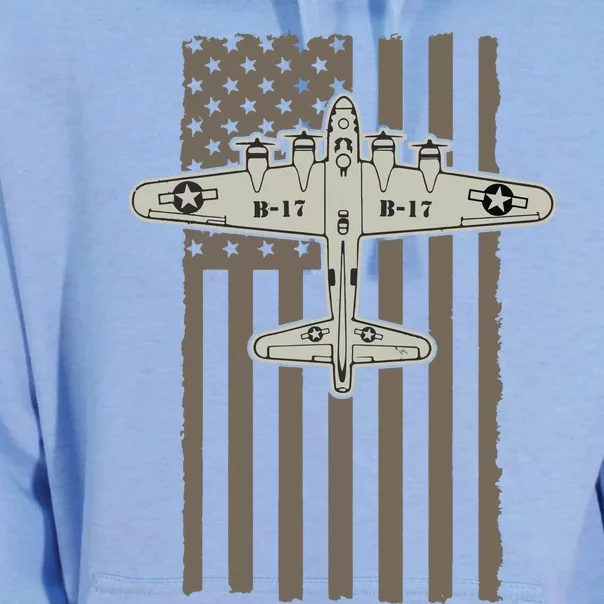 B17 Bomber WW2 Plane Aircraft USA Flag Veteran Pilot Gift Unisex Surf Hoodie