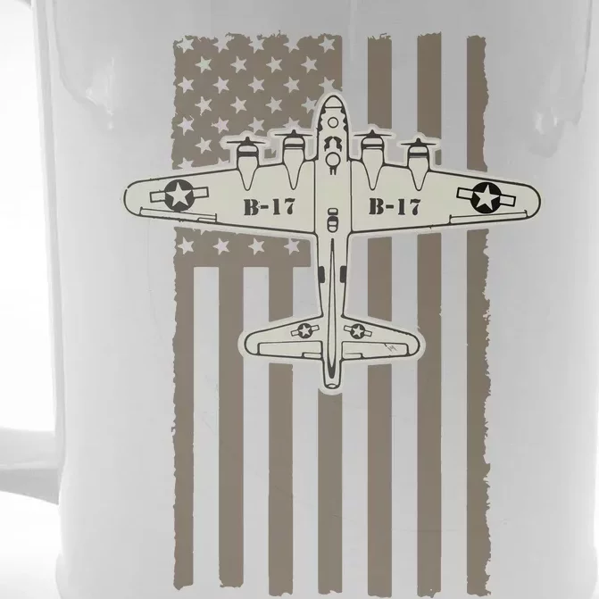 B17 Bomber WW2 Plane Aircraft USA Flag Veteran Pilot Gift Front & Back Beer Stein