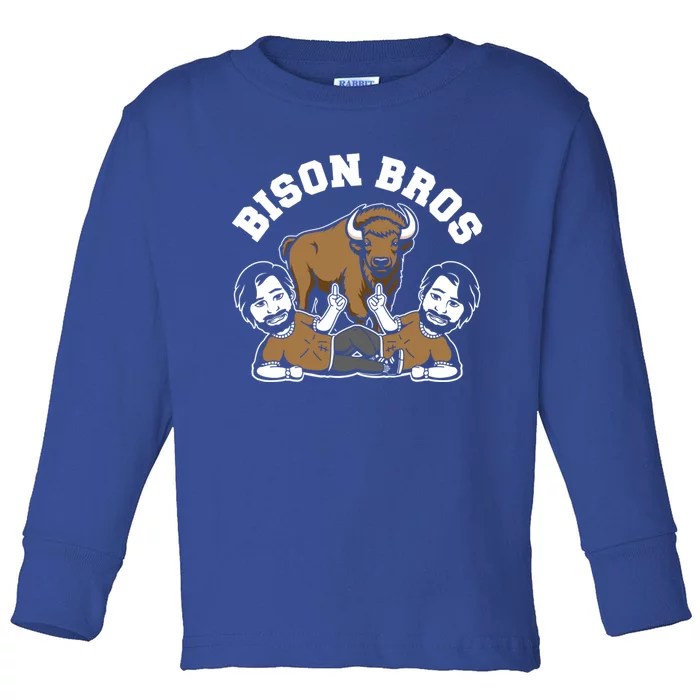 Bison Bro Wildlife Animal American Bison Funny Gift Toddler Long Sleeve Shirt