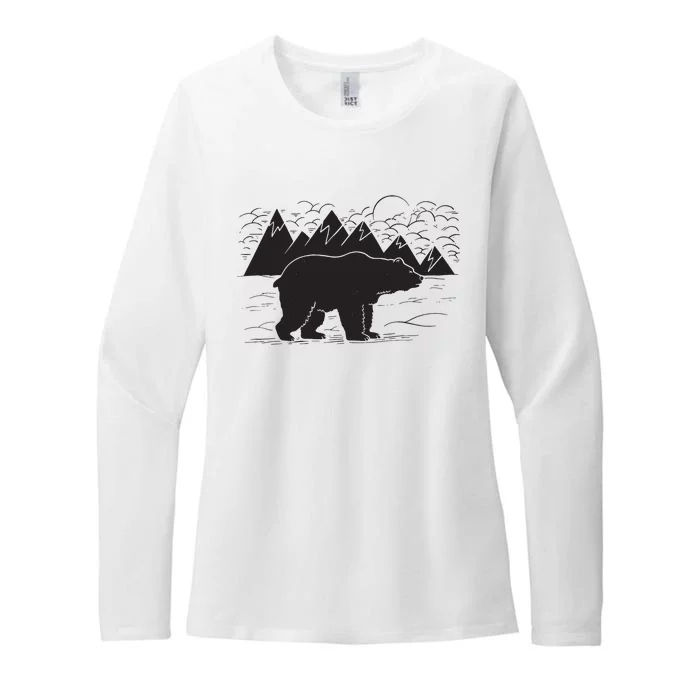 Black Bear Wildlife Animal Wilderness Graphic Womens CVC Long Sleeve Shirt