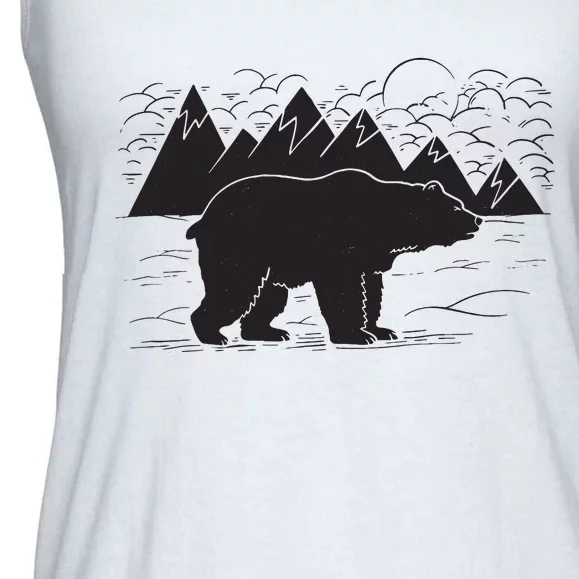 Black Bear Wildlife Animal Wilderness Graphic Ladies Essential Flowy Tank