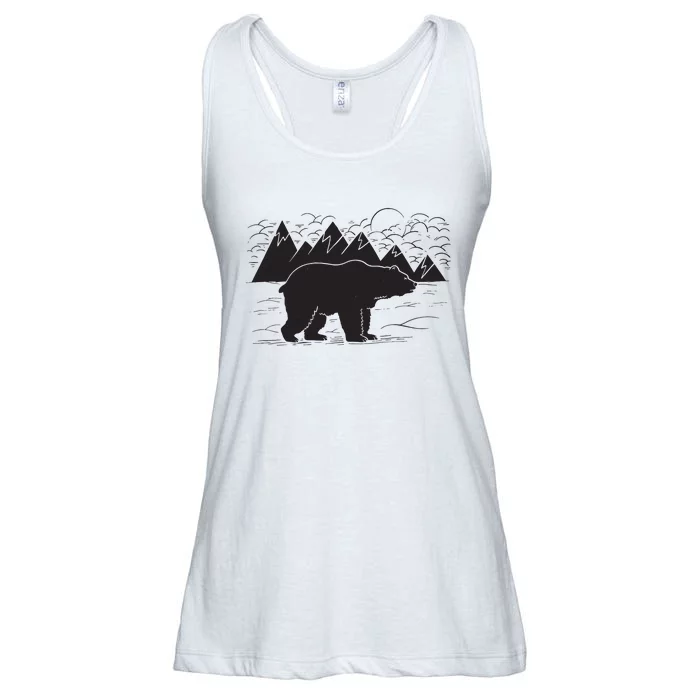 Black Bear Wildlife Animal Wilderness Graphic Ladies Essential Flowy Tank