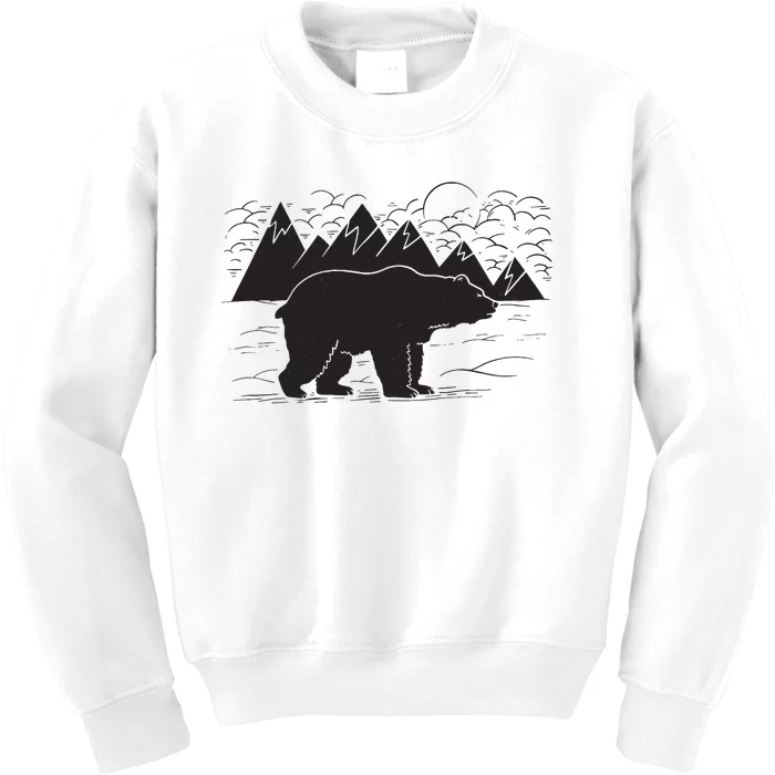 Black Bear Wildlife Animal Wilderness Graphic Kids Sweatshirt