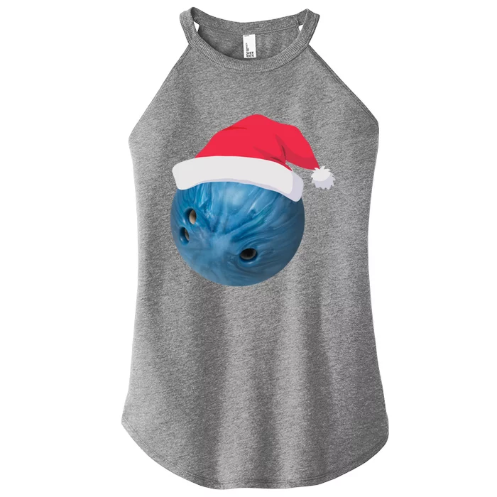 Bowling Ball With Christmas Hat Christmas Bowling Funny Gift Women’s Perfect Tri Rocker Tank