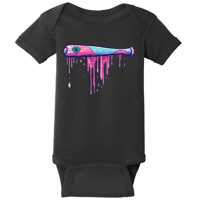 Baseball Bat With Sprinkles Drip Gift Baby Bodysuit