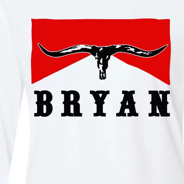 Bryan Bullhead Western Cowboy Cow Skull Womens Cotton Relaxed Long Sleeve T-Shirt