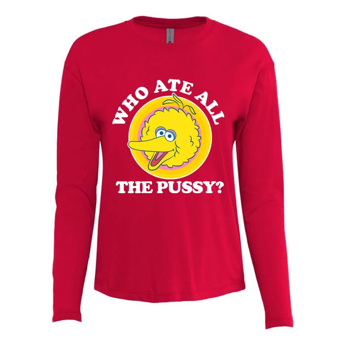 Who Ate All The Pussy Bird Womens Cotton Relaxed Long Sleeve T-Shirt