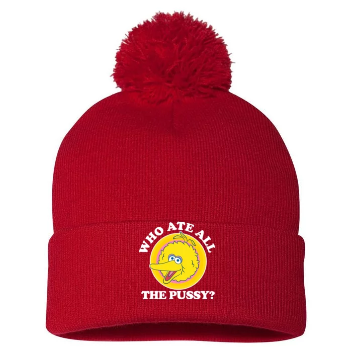 Who Ate All The Pussy Bird Pom Pom 12in Knit Beanie