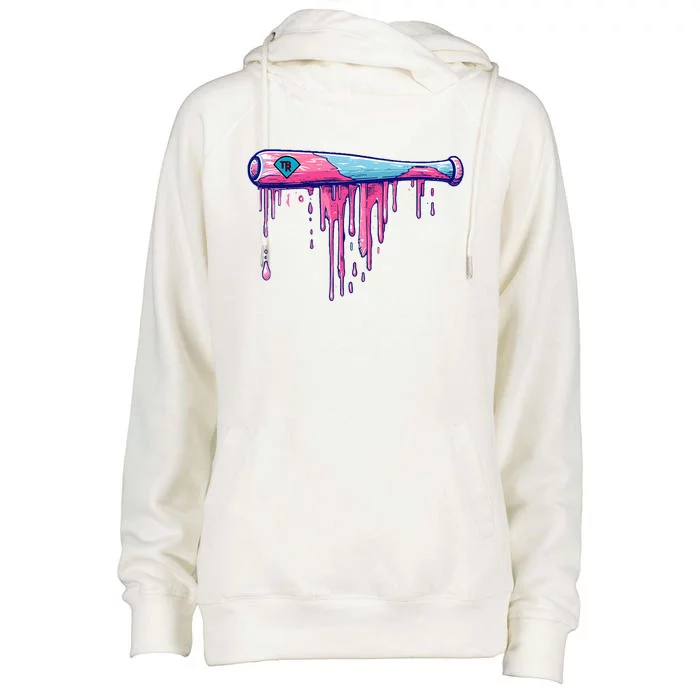 Baseball Bat With Sprinkles Drip Womens Funnel Neck Pullover Hood