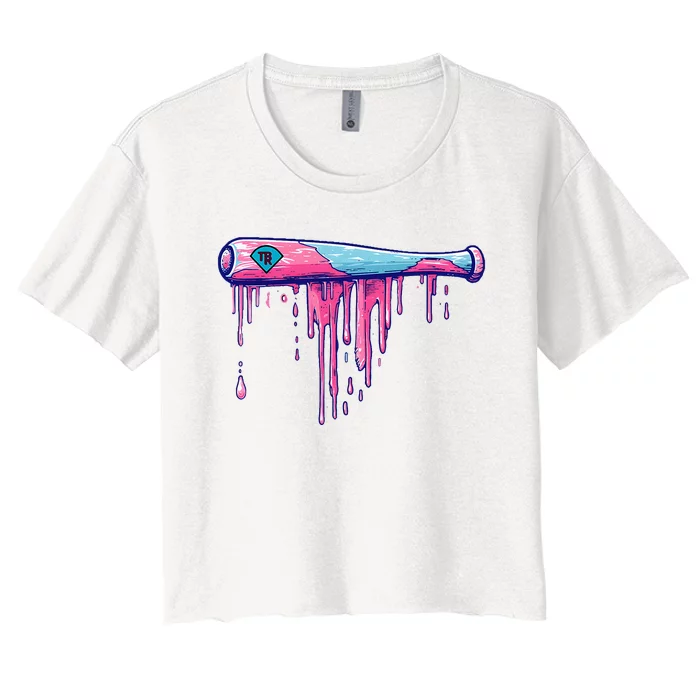 Baseball Bat With Sprinkles Drip Women's Crop Top Tee