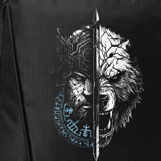 Berserker Bear Warrior Odin Runes Nordic Compass City Backpack