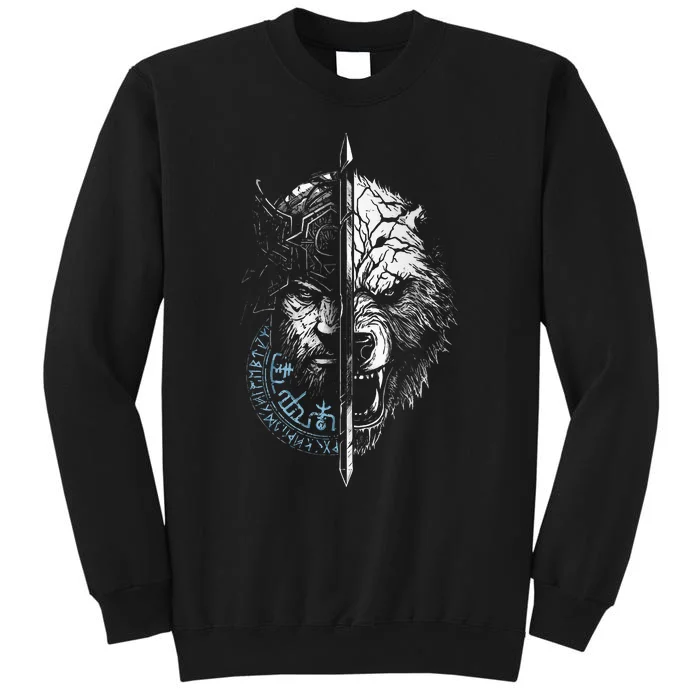 Berserker Bear Warrior Odin Runes Nordic Compass Tall Sweatshirt