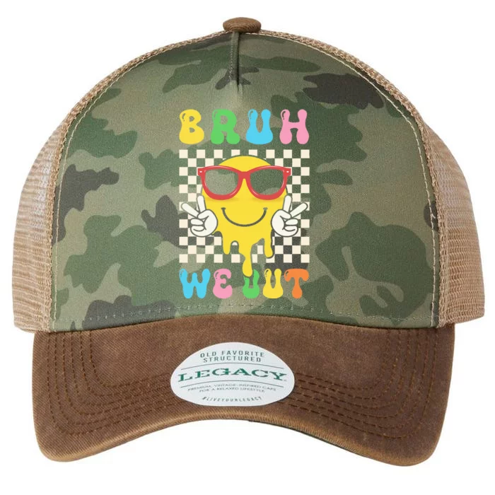 Bye Bruh We Out End Of School Retro Rainbow Sunglasses Legacy Tie Dye Trucker Hat