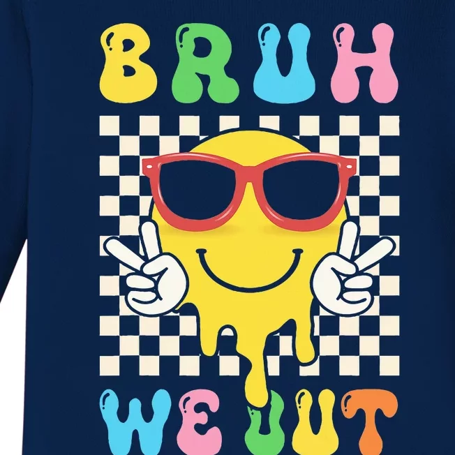 Bye Bruh We Out End Of School Retro Rainbow Sunglasses Baby Long Sleeve Bodysuit