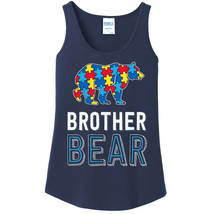 Brother Bear World Autism Awareness Day Family Puzzle Piece Ladies Essential Tank