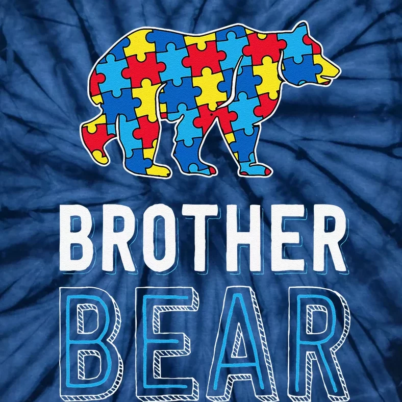 Brother Bear World Autism Awareness Day Family Puzzle Piece Tie-Dye T-Shirt