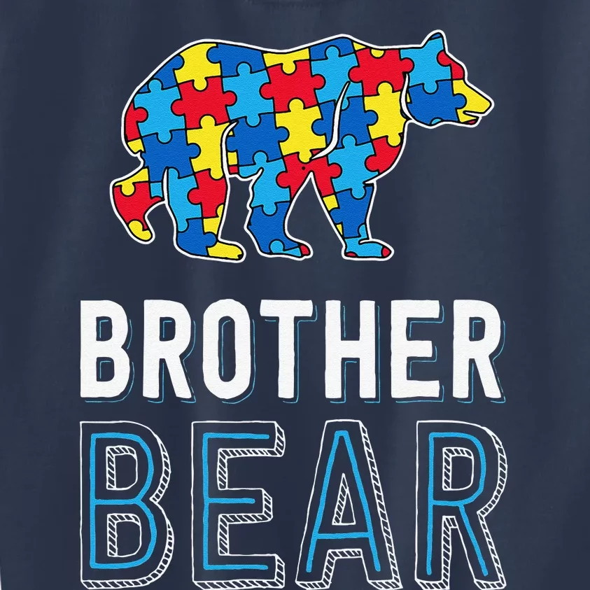 Brother Bear World Autism Awareness Day Family Puzzle Piece Kids Sweatshirt