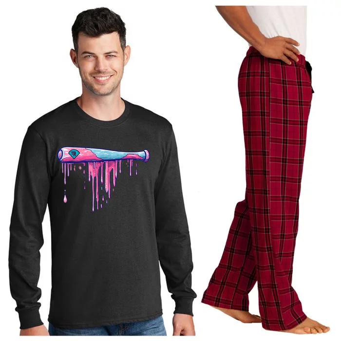 Baseball Bat With Sprinkles Drip Long Sleeve Pajama Set