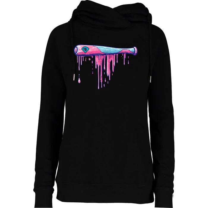 Baseball Bat With Sprinkles Drip Womens Funnel Neck Pullover Hood