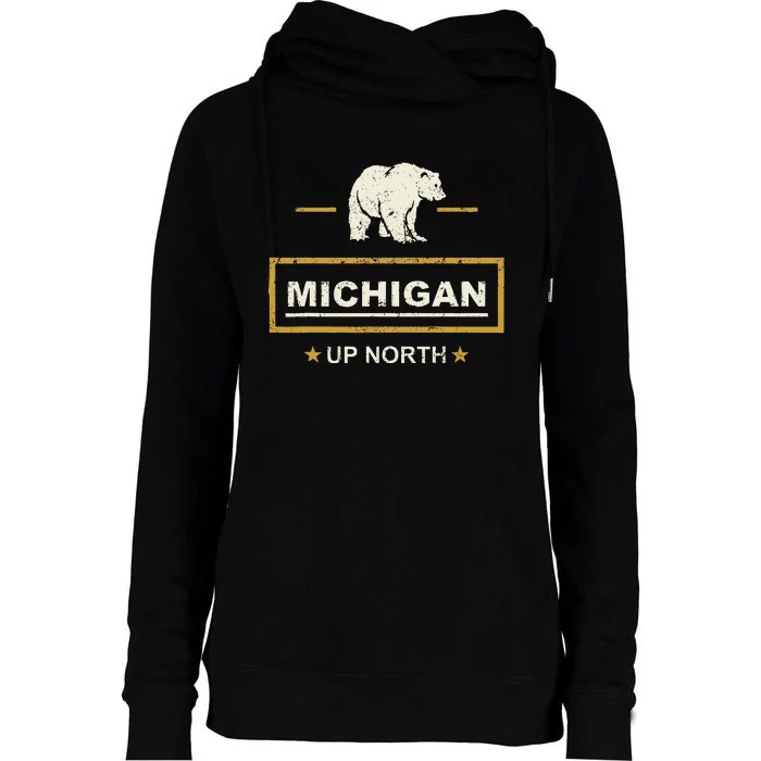 Black Bear  Wo Upper Peninsula Michigan Up North Womens Funnel Neck Pullover Hood