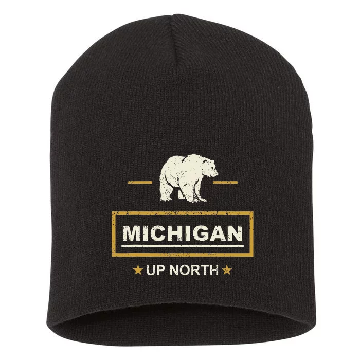 Black Bear  Wo Upper Peninsula Michigan Up North Short Acrylic Beanie