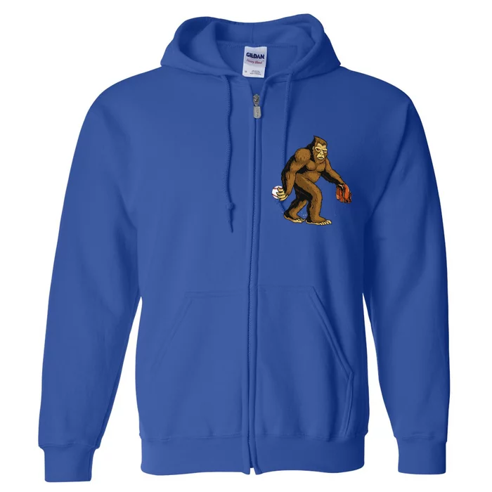 Bigfoot Baseball Who Loves Baseball Bigfoot Disc BaseBall Full Zip Hoodie