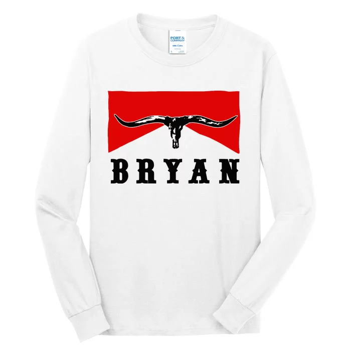 Bryan Bullhead Western Cowboy Cow Skull Tall Long Sleeve T-Shirt