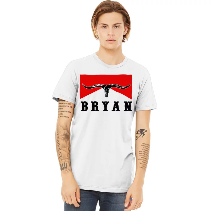 Bryan Bullhead Western Cowboy Cow Skull Premium T-Shirt