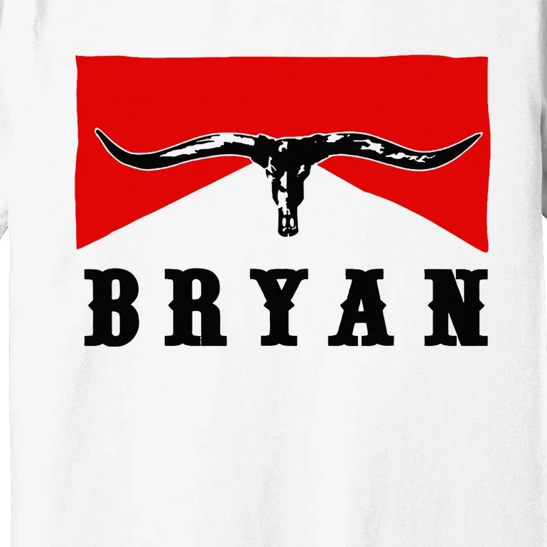 Bryan Bullhead Western Cowboy Cow Skull Premium T-Shirt