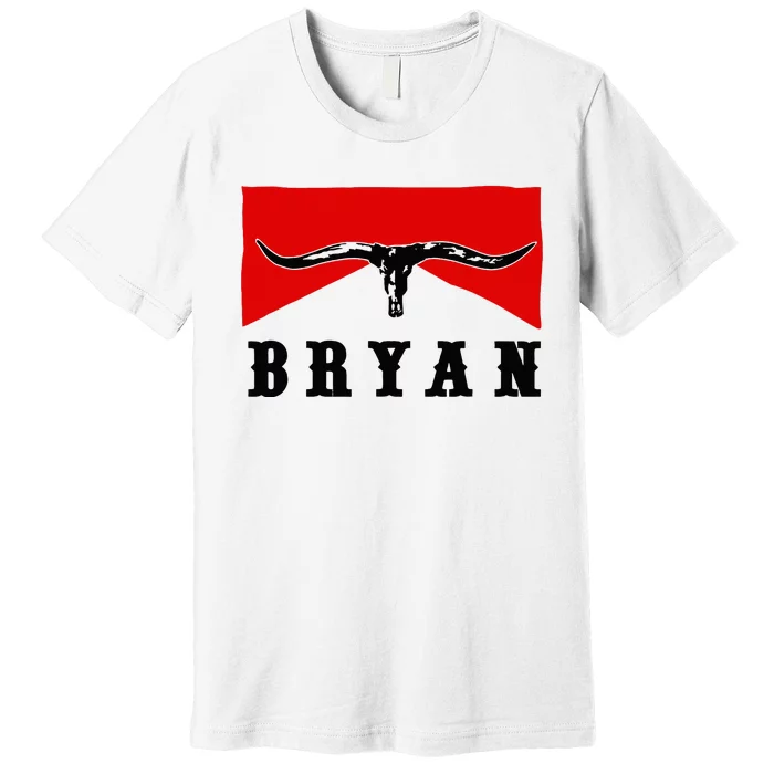 Bryan Bullhead Western Cowboy Cow Skull Premium T-Shirt