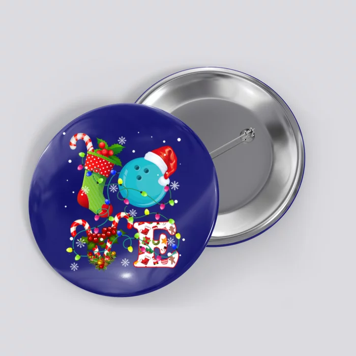 Bowling Ball Xmas Lighting Santa Love Bowling Ball Christmas Great Gift Button