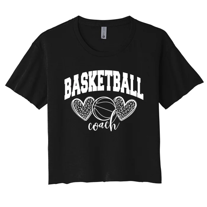 Basketball Coach Leopard Print Women's Crop Top Tee