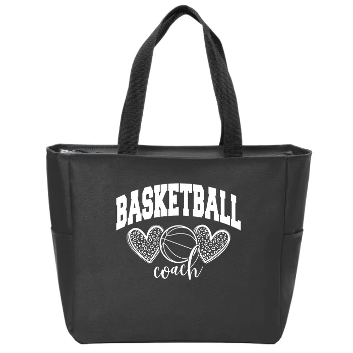 Basketball Coach Leopard Print Zip Tote Bag