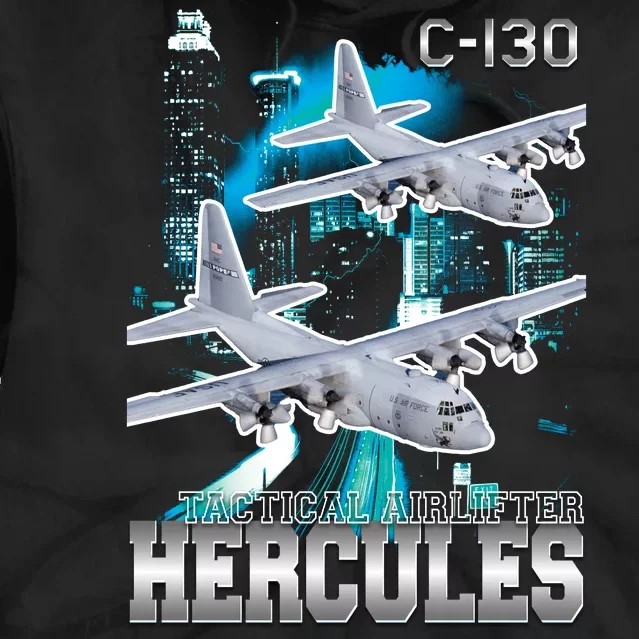 Bootleg C 130 Hercules USAF Aircraft Tie Dye Hoodie