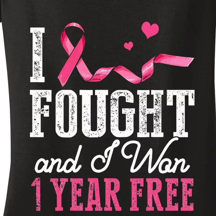 Breast Cancerversary 1 Year Breast Cancer Free Gift Women's V-Neck T-Shirt