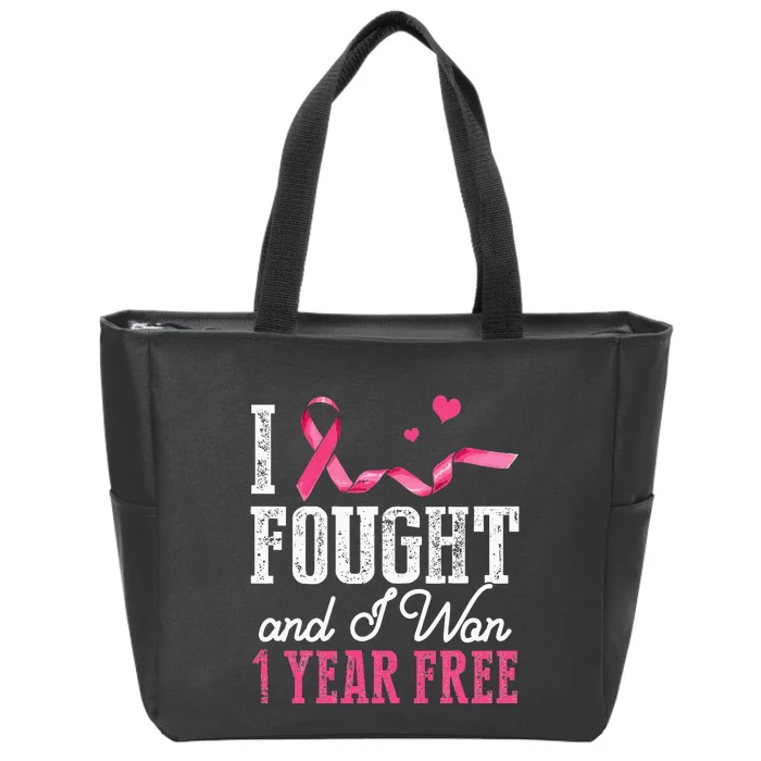 Breast Cancerversary 1 Year Breast Cancer Free Gift Zip Tote Bag