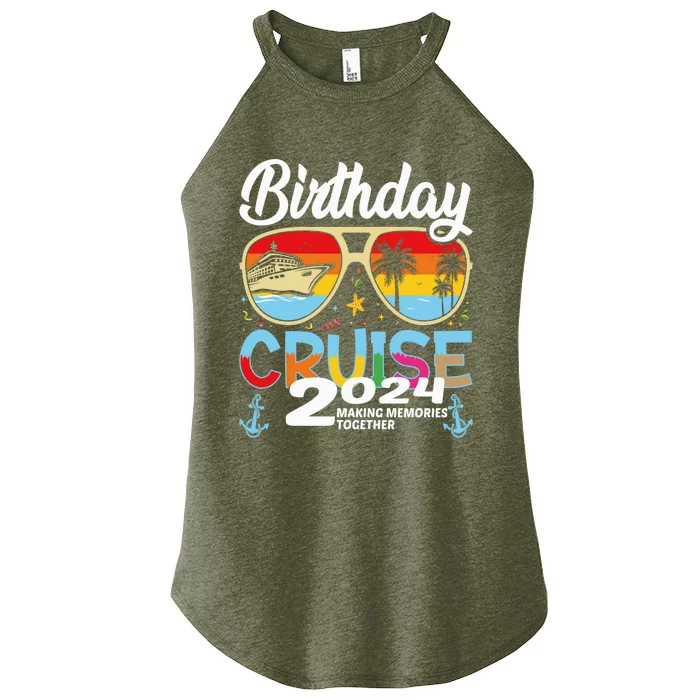 Birthday Cruise 2024 Making Memories Together Summer Sunglasses Women’s Perfect Tri Rocker Tank