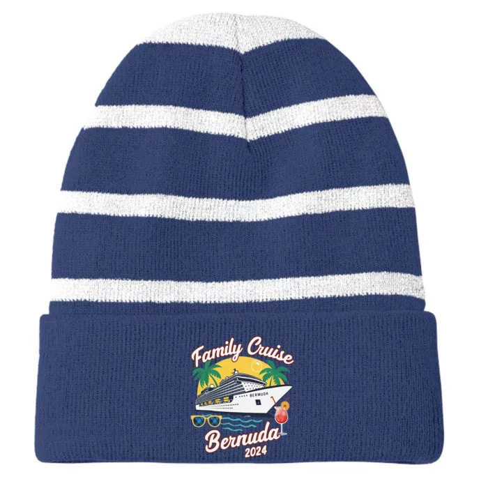 Bermuda Cruise 2024 Family Friends Group Vacation Matching Striped Beanie with Solid Band