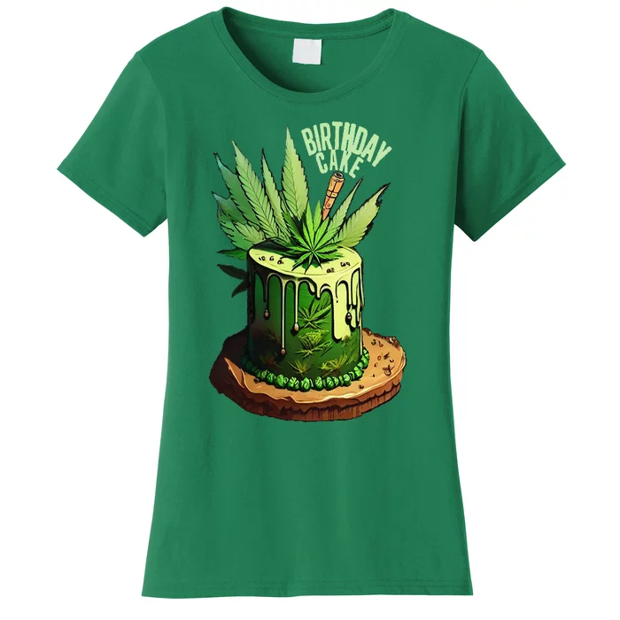 Birthday Cake 420 Cannabis Culture Stoner Weed Strain Women's T-Shirt