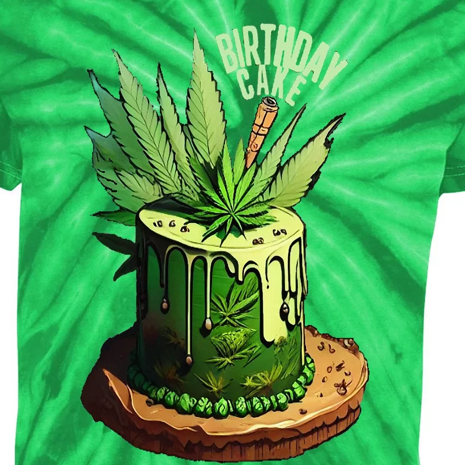 Birthday Cake 420 Cannabis Culture Stoner Weed Strain Kids Tie-Dye T-Shirt