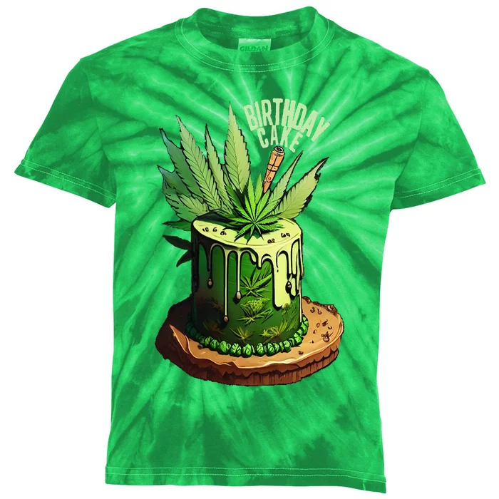 Birthday Cake 420 Cannabis Culture Stoner Weed Strain Kids Tie-Dye T-Shirt