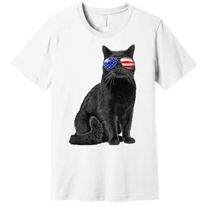 Black Cat 4th Of July Meowica American Flag Gifts Premium T-Shirt